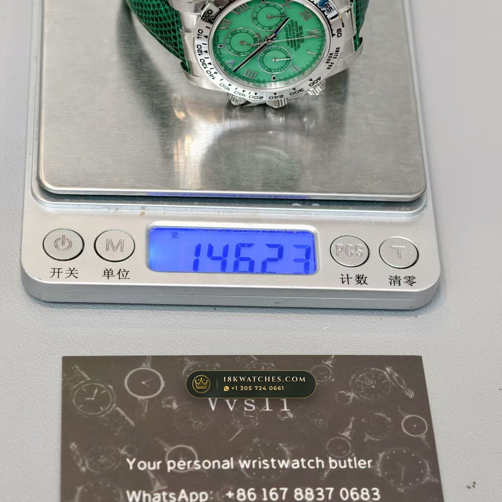 Rolex Cosmograph Daytona Beach Pink Mother-of-Pearl Strap Edition 18K White Gold Ref. 116519 — Studio Gallery Plate X in 18K White Gold Au750 (138.4g Verified Mass, Rolex Manufacture Cal. 4130 - 72h Power Reserve)
