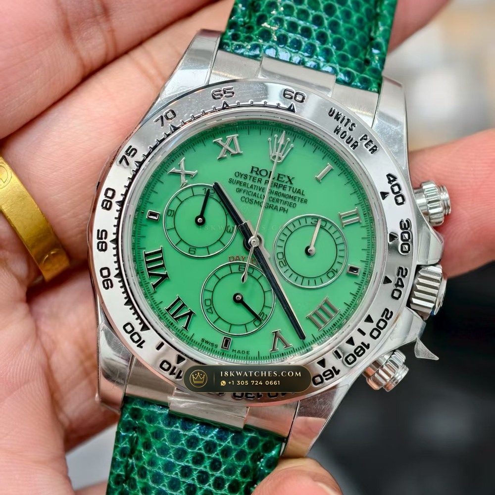 Rolex Cosmograph Daytona Beach Pink Mother-of-Pearl Strap Edition 18K White Gold Ref. 116519 — Studio Gallery Plate III in 18K White Gold Au750 (138.4g Verified Mass, Rolex Manufacture Cal. 4130 - 72h Power Reserve)