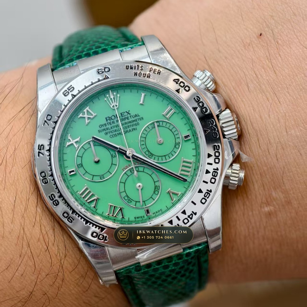 Rolex Cosmograph Daytona Beach Pink Mother-of-Pearl Strap Edition 18K White Gold Ref. 116519 — Studio Gallery Plate IX in 18K White Gold Au750 (138.4g Verified Mass, Rolex Manufacture Cal. 4130 - 72h Power Reserve)