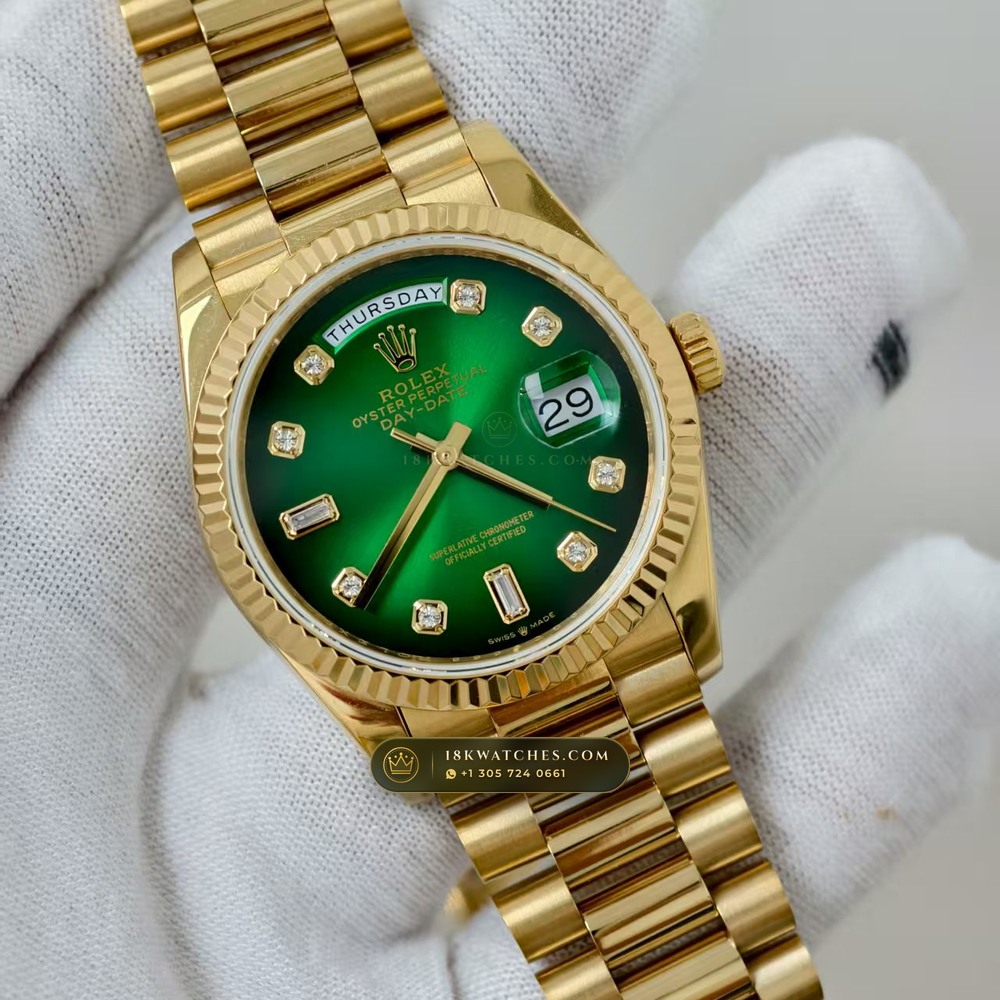 Rolex Day-Date 36 18K Yellow Gold Ref. 128238 — Studio Gallery Plate II in 18K Yellow Gold Au750 (183.3g Verified Mass, Rolex Manufacture Cal. 3255 - 70h Power Reserve)