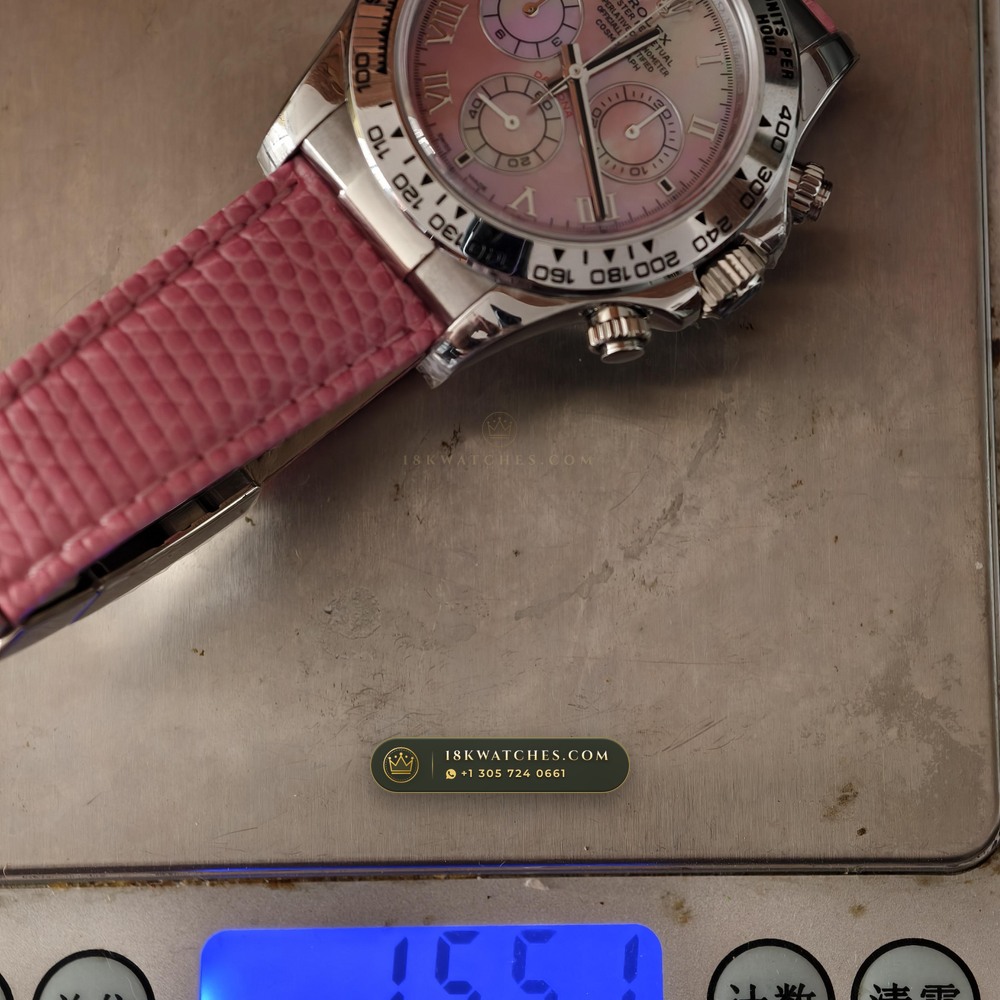 Rolex Cosmograph Daytona Beach Chrysoprase Green Mother-of-Pearl 18K White Gold Ref. 116519 — Studio Gallery Plate IX in 18K White Gold Au750 (138.5g Verified Mass, Rolex Manufacture Cal. 4130 - 72h Power Reserve)