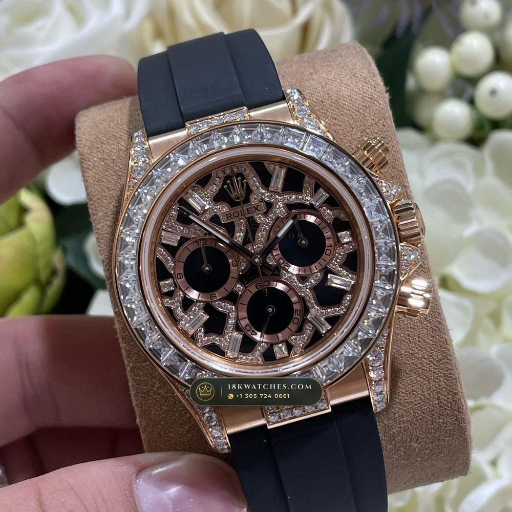 Rolex Cosmograph Daytona Giraffe Off-Catalogue Diamond Edition 18K Everose Gold Geneva Atelier Spec Ref. 126555TBR