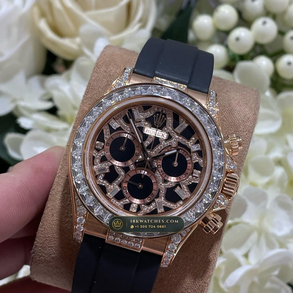Rolex Cosmograph Daytona Giraffe Off-Catalogue Diamond Edition 18K Everose Gold Geneva Atelier Spec Ref. 126555TBR — Studio Gallery Plate II in 18K Rose Gold Au750 (216.3g Verified Mass, Rolex Manufacture Cal. 4131 - 72h Power Reserve)