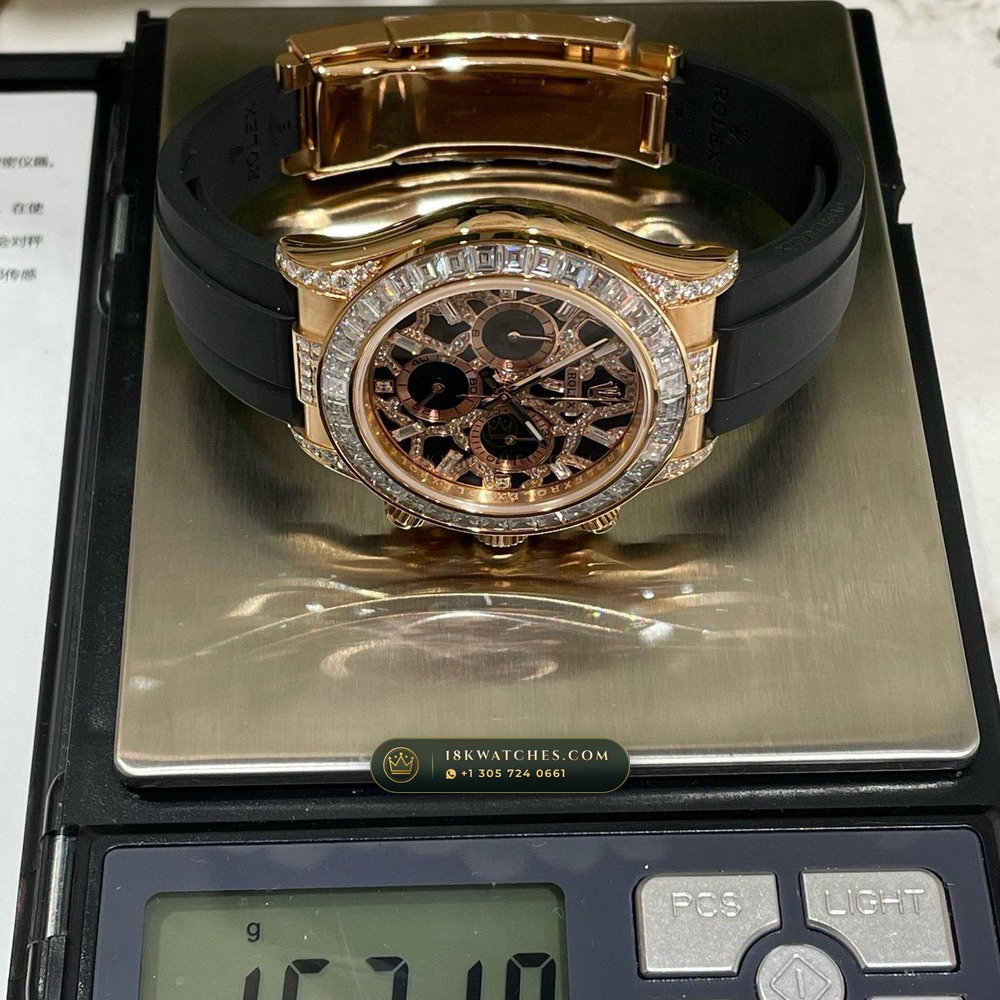 Rolex Cosmograph Daytona Giraffe Off-Catalogue Diamond Edition 18K Everose Gold Geneva Atelier Spec Ref. 126555TBR — Studio Gallery Plate III in 18K Rose Gold Au750 (216.3g Verified Mass, Rolex Manufacture Cal. 4131 - 72h Power Reserve)