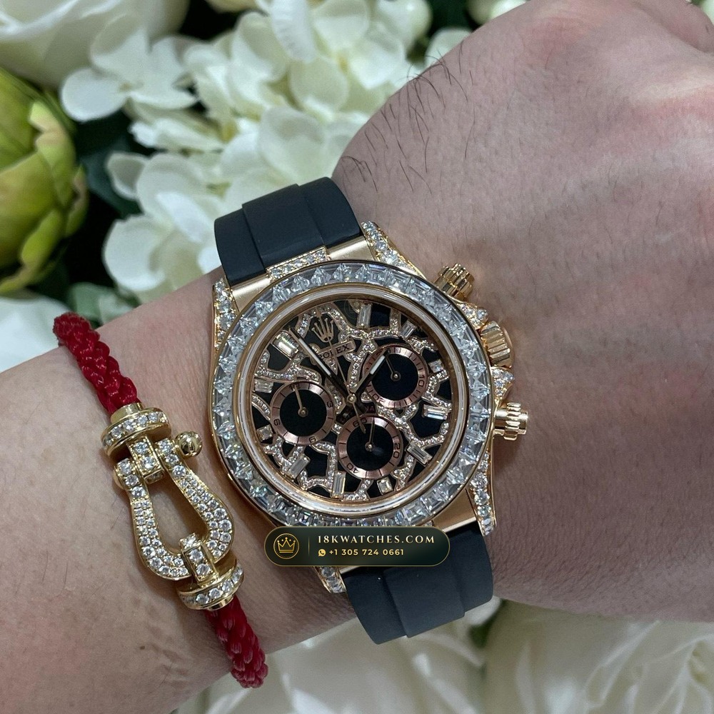 Rolex Cosmograph Daytona Giraffe Off-Catalogue Diamond Edition 18K Everose Gold Geneva Atelier Spec Ref. 126555TBR — Studio Gallery Plate VIII in 18K Rose Gold Au750 (216.3g Verified Mass, Rolex Manufacture Cal. 4131 - 72h Power Reserve)