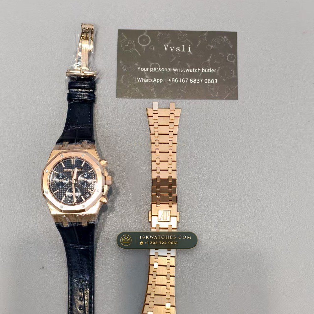 Audemars Piguet Royal Oak Selfwinding Chronograph 41mm 18K Rose Gold Deep Crystal Optics Ref. 26240OR — Studio Gallery Plate XI in 18K Rose Gold Au750 (158.4g Verified Mass, Audemars Piguet Cal. 4401 Flyback Chronograph)