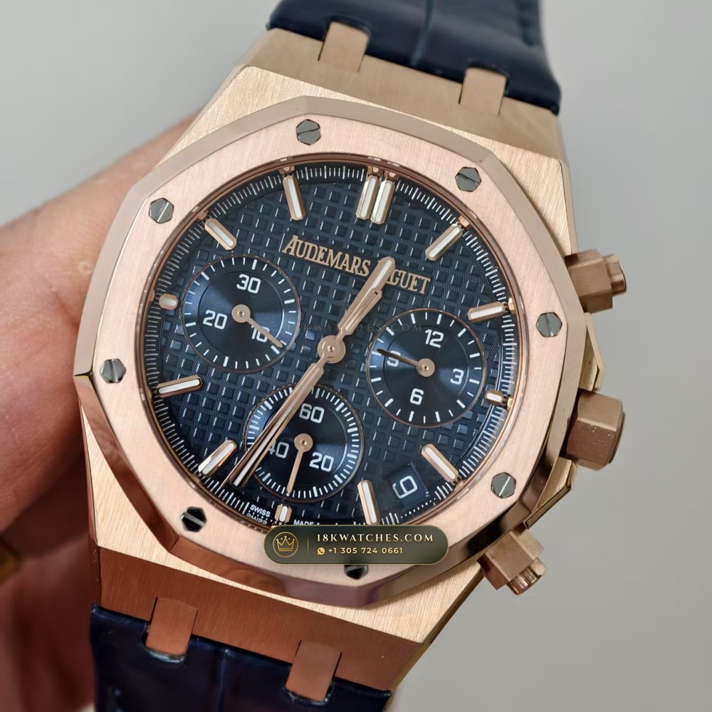 Audemars Piguet Royal Oak Selfwinding Chronograph 41mm 18K Rose Gold Deep Crystal Optics Ref. 26240OR — Studio Gallery Plate II in 18K Rose Gold Au750 (158.4g Verified Mass, Audemars Piguet Cal. 4401 Flyback Chronograph)
