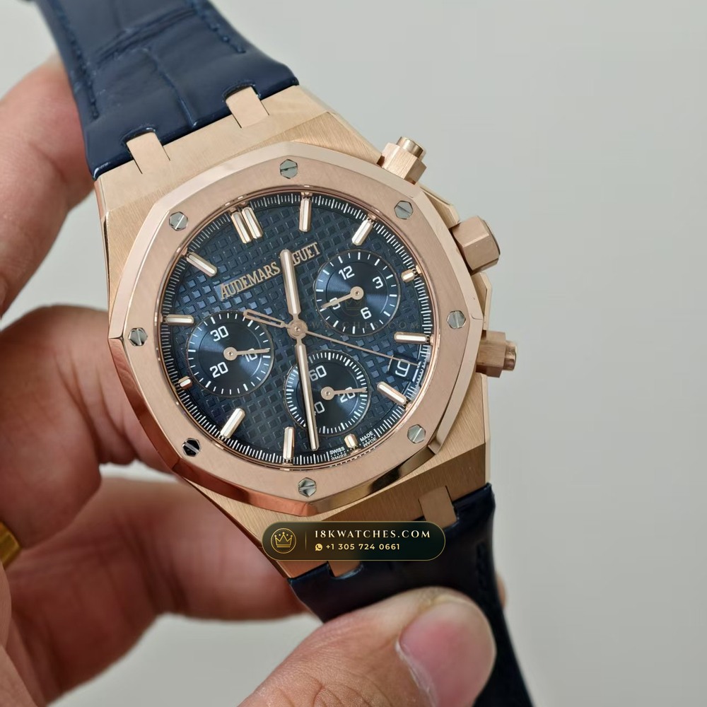 Audemars Piguet Royal Oak Selfwinding Chronograph 41mm 18K Rose Gold Deep Crystal Optics Ref. 26240OR — Studio Gallery Plate III in 18K Rose Gold Au750 (158.4g Verified Mass, Audemars Piguet Cal. 4401 Flyback Chronograph)