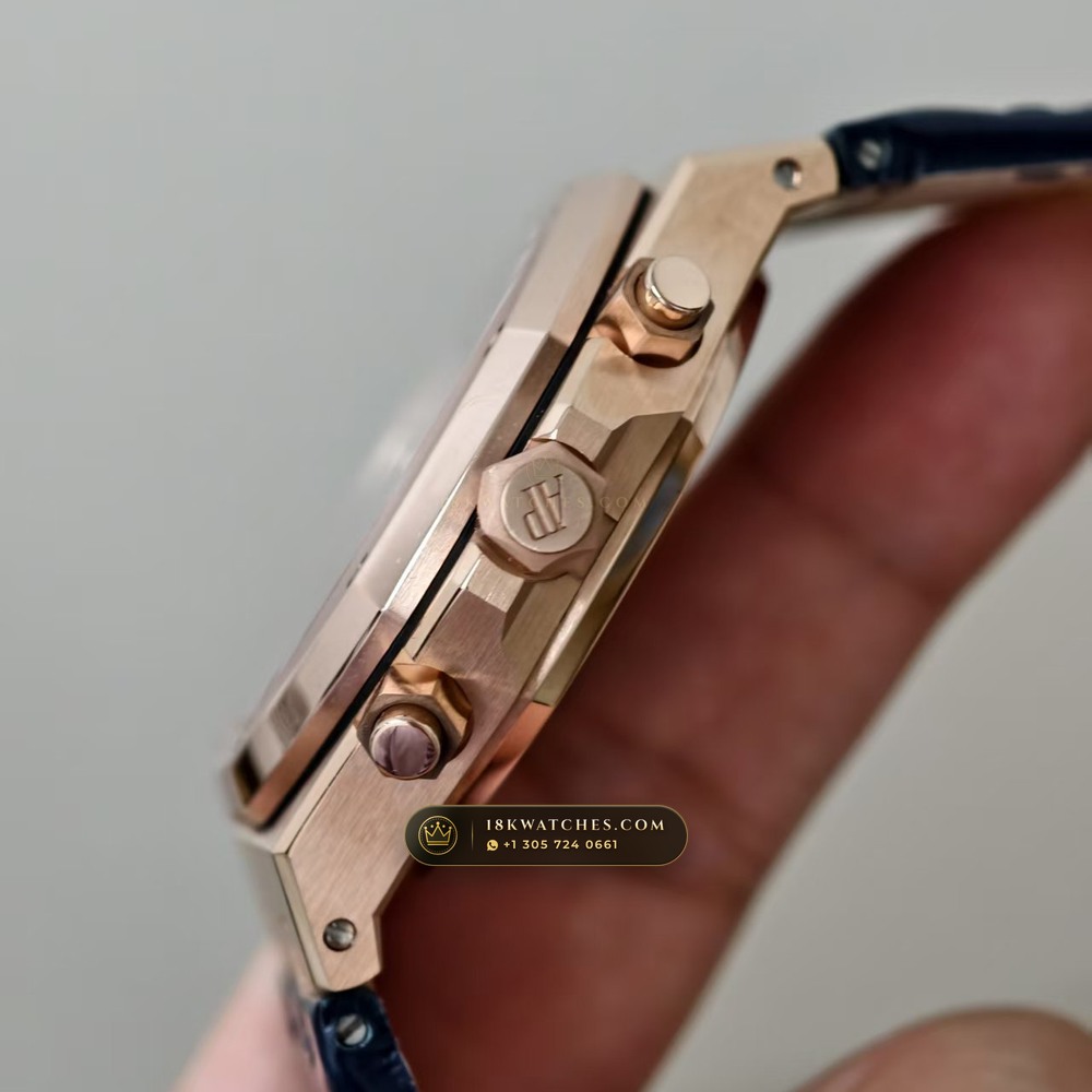 Audemars Piguet Royal Oak Selfwinding Chronograph 41mm 18K Rose Gold Deep Crystal Optics Ref. 26240OR — Studio Gallery Plate V in 18K Rose Gold Au750 (158.4g Verified Mass, Audemars Piguet Cal. 4401 Flyback Chronograph)