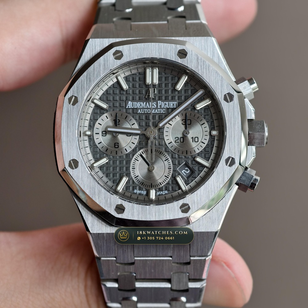 Audemars Piguet Royal Oak Selfwinding Chronograph 38mm Sunburst Rhodium / Slate Grey Dial Ref. 26315ST.OO.1256ST.02