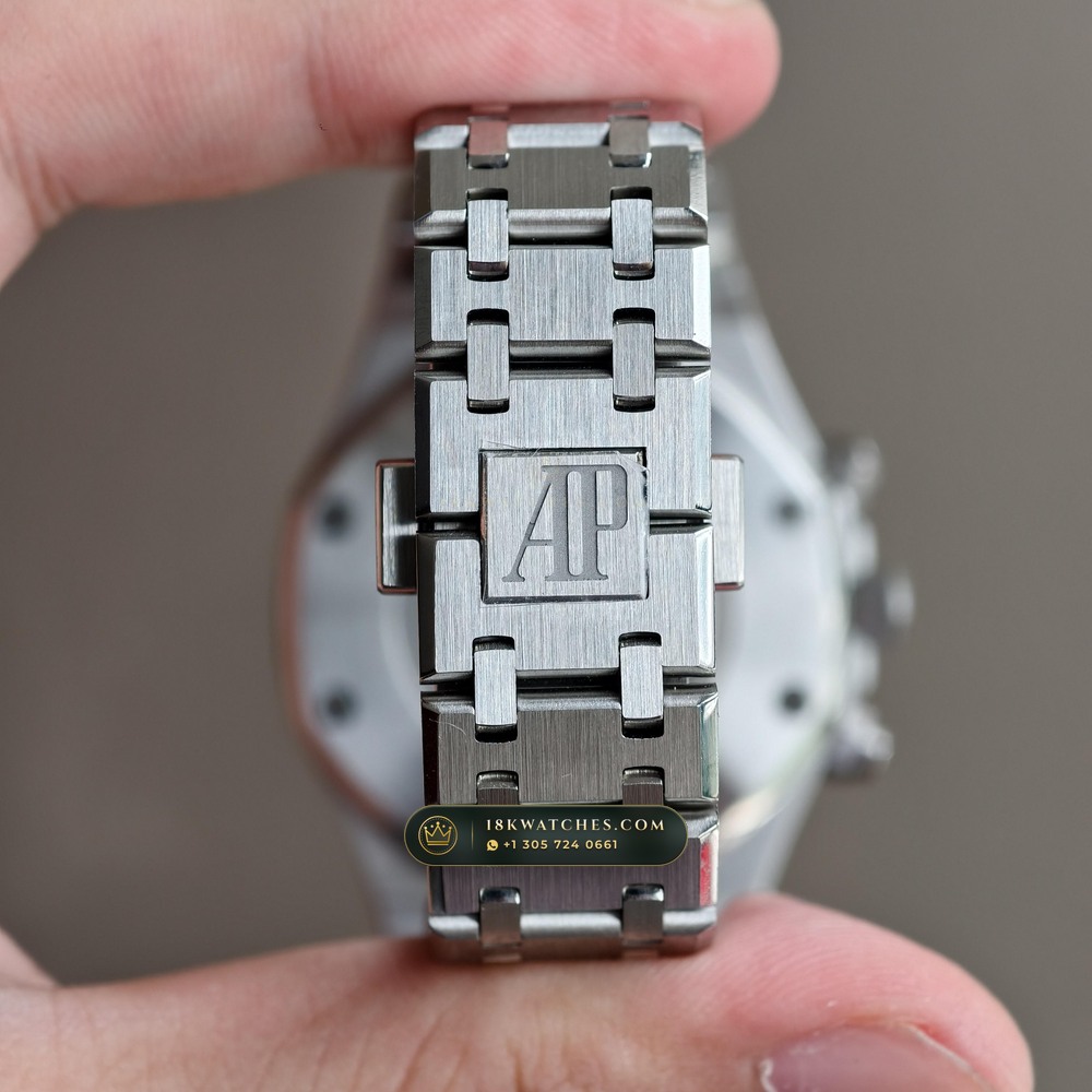 Audemars Piguet Royal Oak Selfwinding Chronograph 38mm Sunburst Rhodium / Slate Grey Dial Ref. 26315ST.OO.1256ST.02 — Studio Gallery Plate VIII in 904L Stainless Steel Custom Architecture (146.1g Verified Mass, Audemars Piguet Cal. 2385 Column-Wheel Chronograph)