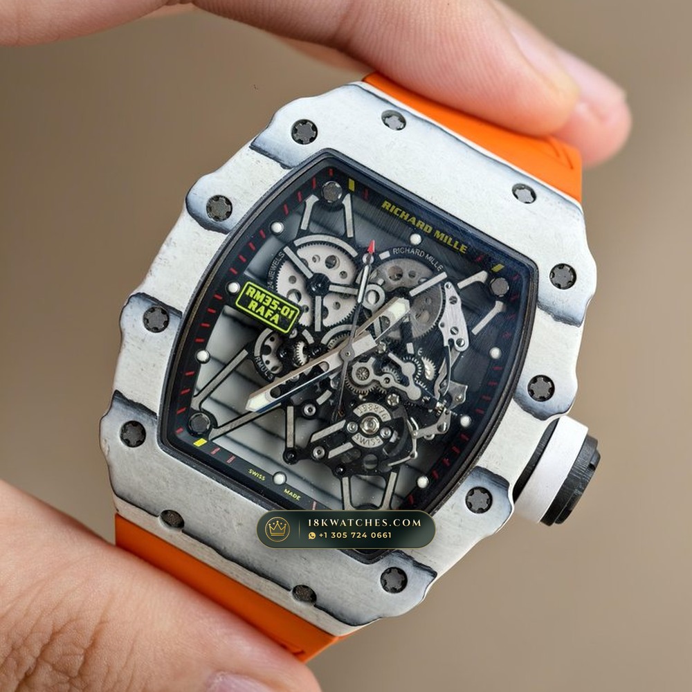 Richard Mille RM 35-01 Rafael Nadal White Quartz TPT Skeleton — Studio Gallery Plate II in Carbon TPT & Grade 5 Titanium (50.9g Verified Mass, Richard Mille Cal. RMUL3 Grade 5 Titanium Skeleton)