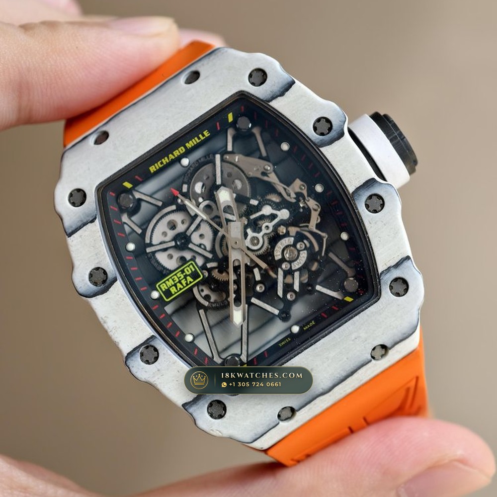 Richard Mille RM 35-01 Rafael Nadal White Quartz TPT Skeleton — Studio Gallery Plate III in Carbon TPT & Grade 5 Titanium (50.9g Verified Mass, Richard Mille Cal. RMUL3 Grade 5 Titanium Skeleton)