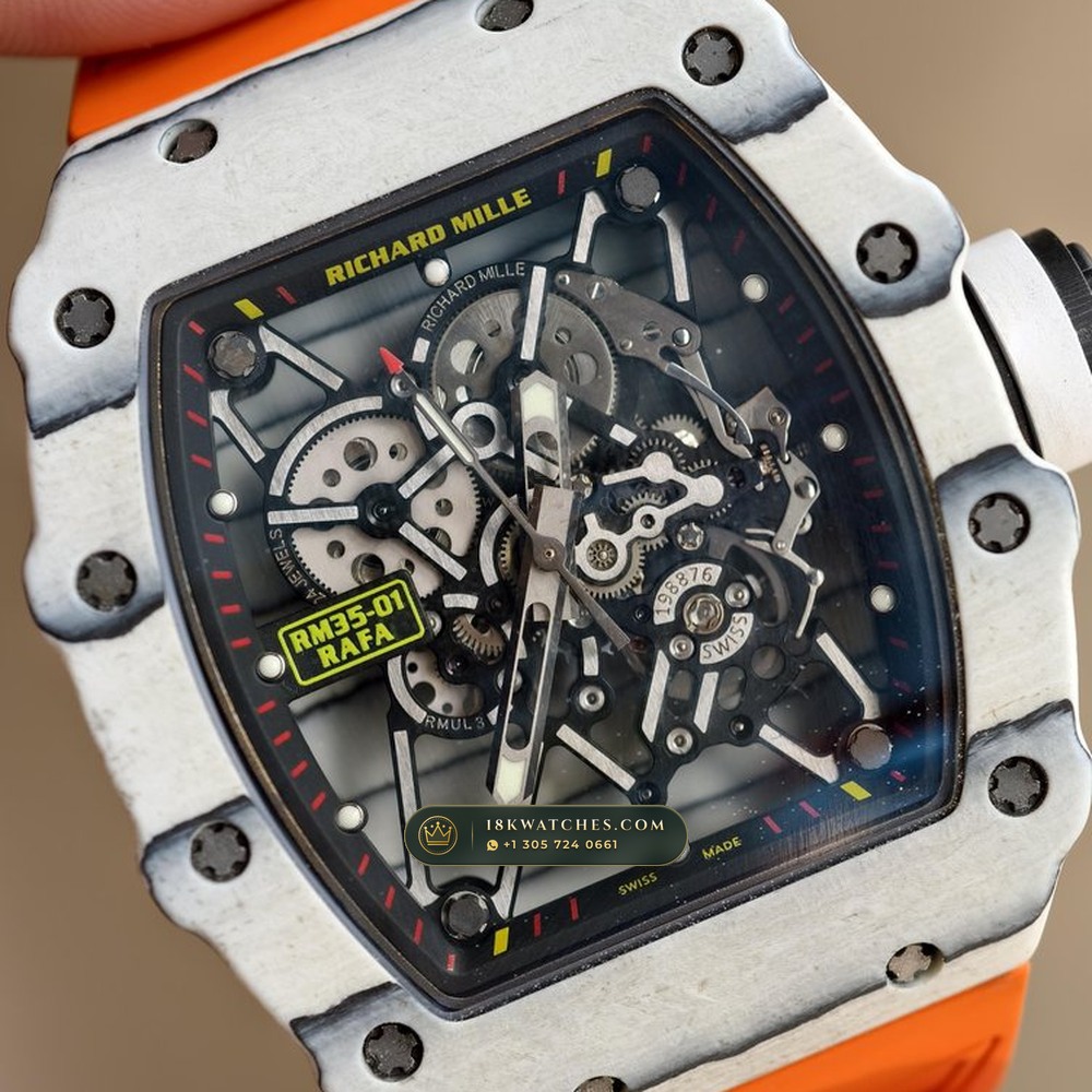 Richard Mille RM 35-01 Rafael Nadal White Quartz TPT Skeleton — Studio Gallery Plate IV in Carbon TPT & Grade 5 Titanium (50.9g Verified Mass, Richard Mille Cal. RMUL3 Grade 5 Titanium Skeleton)