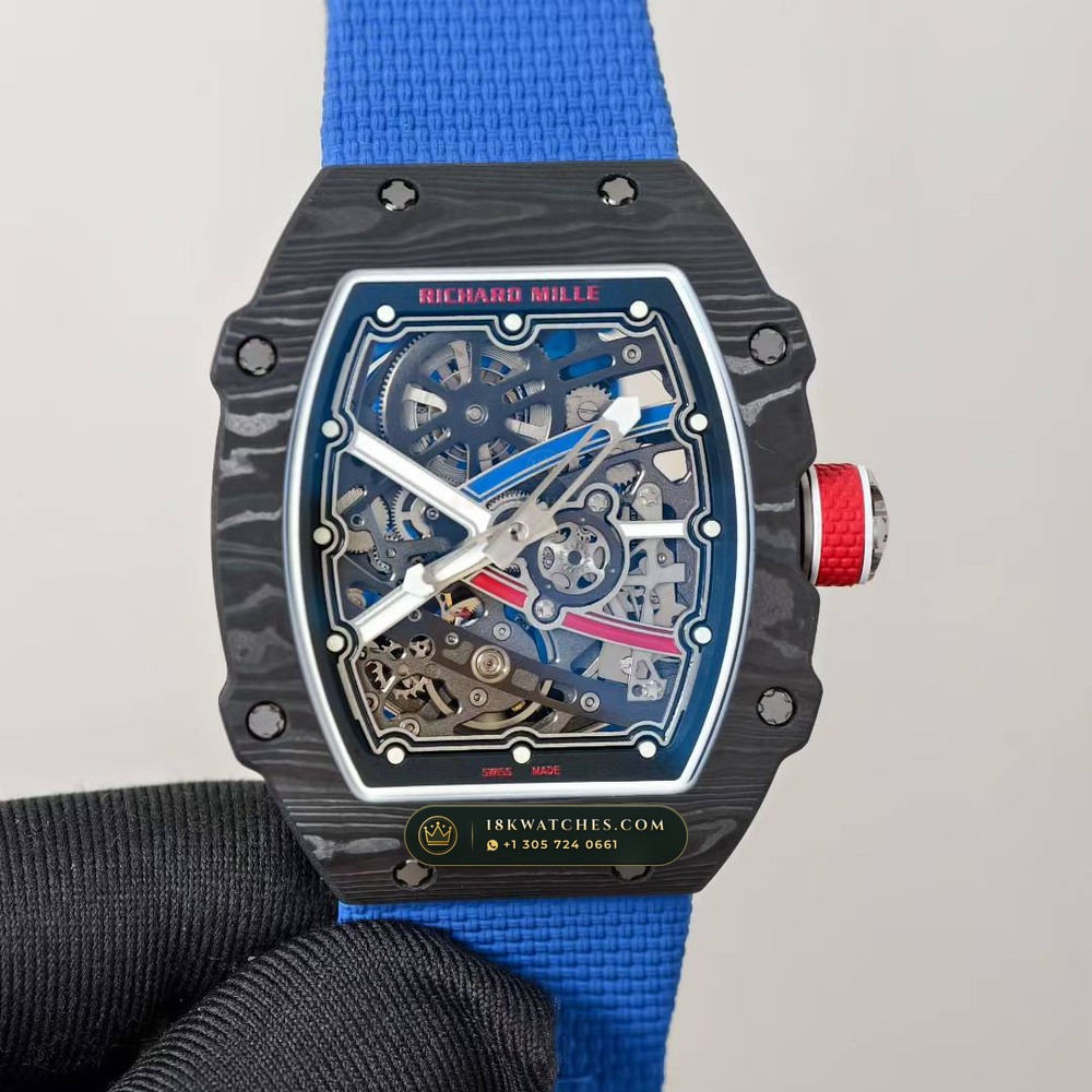 Richard Mille RM 67-02 Automatic Extra-Flat Sebastien Ogier Carbon TPT Master Watchmaker Spec — Studio Gallery Plate II in Carbon TPT & Grade 5 Titanium (33.5g Verified Mass, Richard Mille Cal. CRMA7 Skeletonized Titanium)