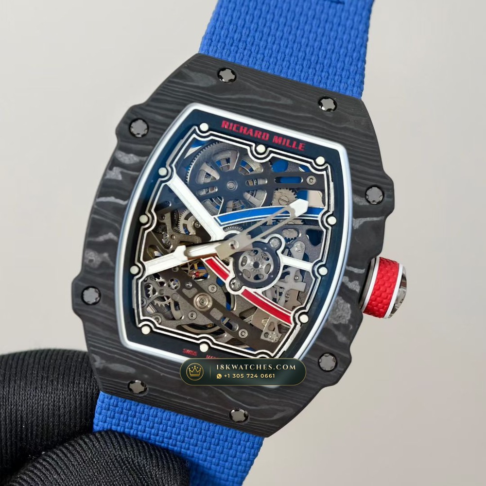Richard Mille RM 67-02 Automatic Extra-Flat Sebastien Ogier Carbon TPT Master Watchmaker Spec — Studio Gallery Plate IV in Carbon TPT & Grade 5 Titanium (33.5g Verified Mass, Richard Mille Cal. CRMA7 Skeletonized Titanium)