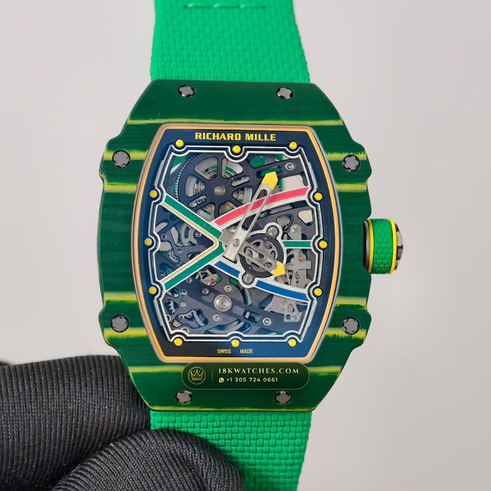 Richard Mille RM 67-02 Automatic Extra-Flat Wayde van Niekerk Green & Yellow Quartz TPT Geneva Atelier Spec — Studio Gallery Plate II in Carbon TPT & Grade 5 Titanium (33.3g Verified Mass, Richard Mille Cal. CRMA7 Skeletonized Titanium)