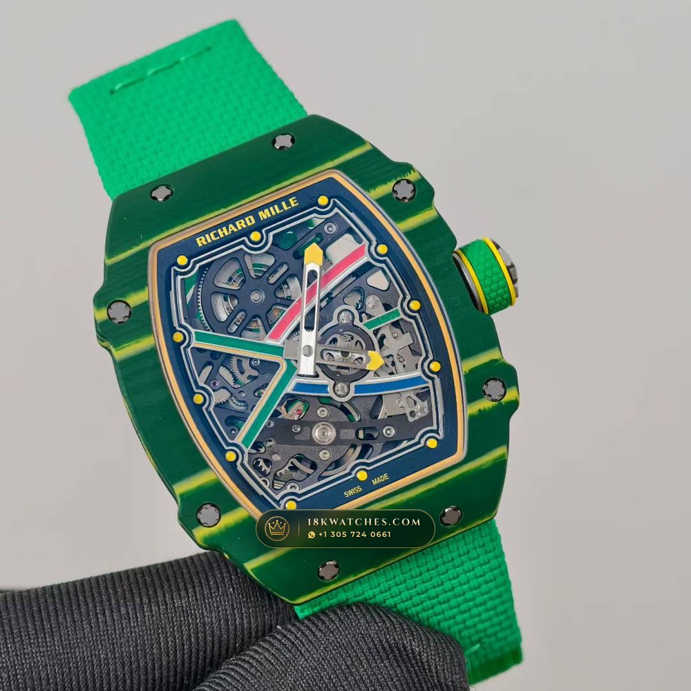 Richard Mille RM 67-02 Automatic Extra-Flat Wayde van Niekerk Green & Yellow Quartz TPT Geneva Atelier Spec — Studio Gallery Plate III in Carbon TPT & Grade 5 Titanium (33.3g Verified Mass, Richard Mille Cal. CRMA7 Skeletonized Titanium)