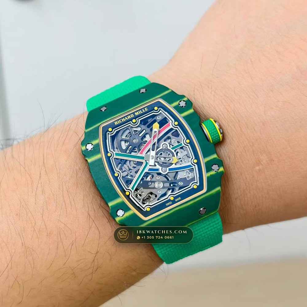 Richard Mille RM 67-02 Automatic Extra-Flat Wayde van Niekerk Green & Yellow Quartz TPT Geneva Atelier Spec — Studio Gallery Plate VII in Carbon TPT & Grade 5 Titanium (33.3g Verified Mass, Richard Mille Cal. CRMA7 Skeletonized Titanium)