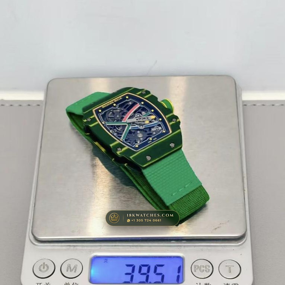 Richard Mille RM 67-02 Automatic Extra-Flat Wayde van Niekerk Green & Yellow Quartz TPT Geneva Atelier Spec — Studio Gallery Plate VIII in Carbon TPT & Grade 5 Titanium (33.3g Verified Mass, Richard Mille Cal. CRMA7 Skeletonized Titanium)