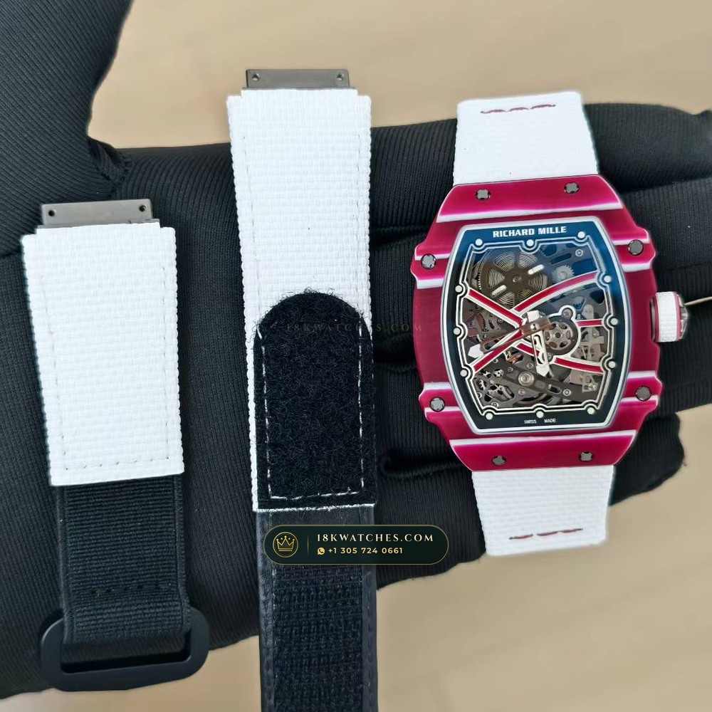 Richard Mille RM 67-02 Automatic Extra-Flat Mutaz Barshim Crimson Quartz TPT Hand-Chamfered Bevel Spec — Studio Gallery Plate II in Carbon TPT & Grade 5 Titanium (33.3g Verified Mass, Richard Mille Cal. CRMA7 Skeletonized Titanium)