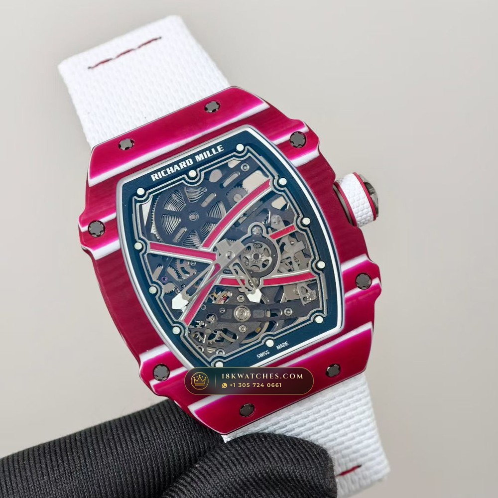 Richard Mille RM 67-02 Automatic Extra-Flat Mutaz Barshim Crimson Quartz TPT Hand-Chamfered Bevel Spec — Studio Gallery Plate III in Carbon TPT & Grade 5 Titanium (33.3g Verified Mass, Richard Mille Cal. CRMA7 Skeletonized Titanium)