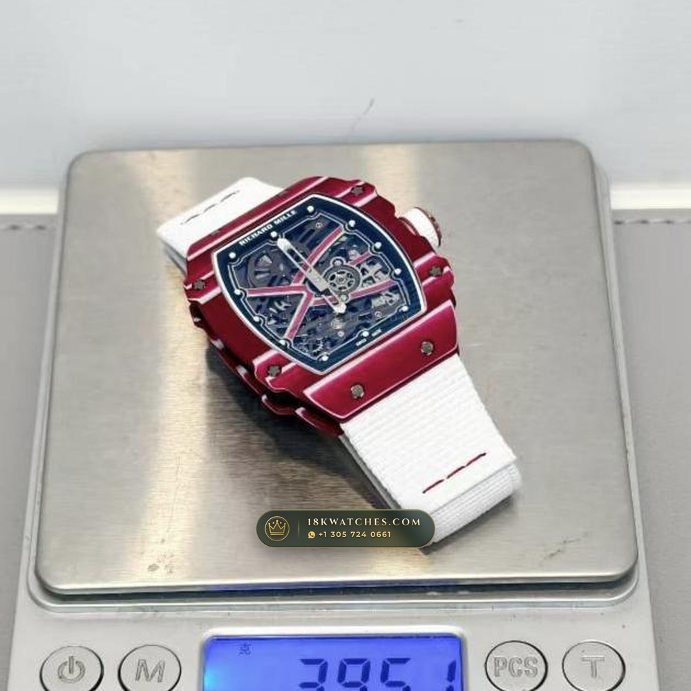 Richard Mille RM 67-02 Automatic Extra-Flat Mutaz Barshim Crimson Quartz TPT Hand-Chamfered Bevel Spec — Studio Gallery Plate VII in Carbon TPT & Grade 5 Titanium (33.3g Verified Mass, Richard Mille Cal. CRMA7 Skeletonized Titanium)