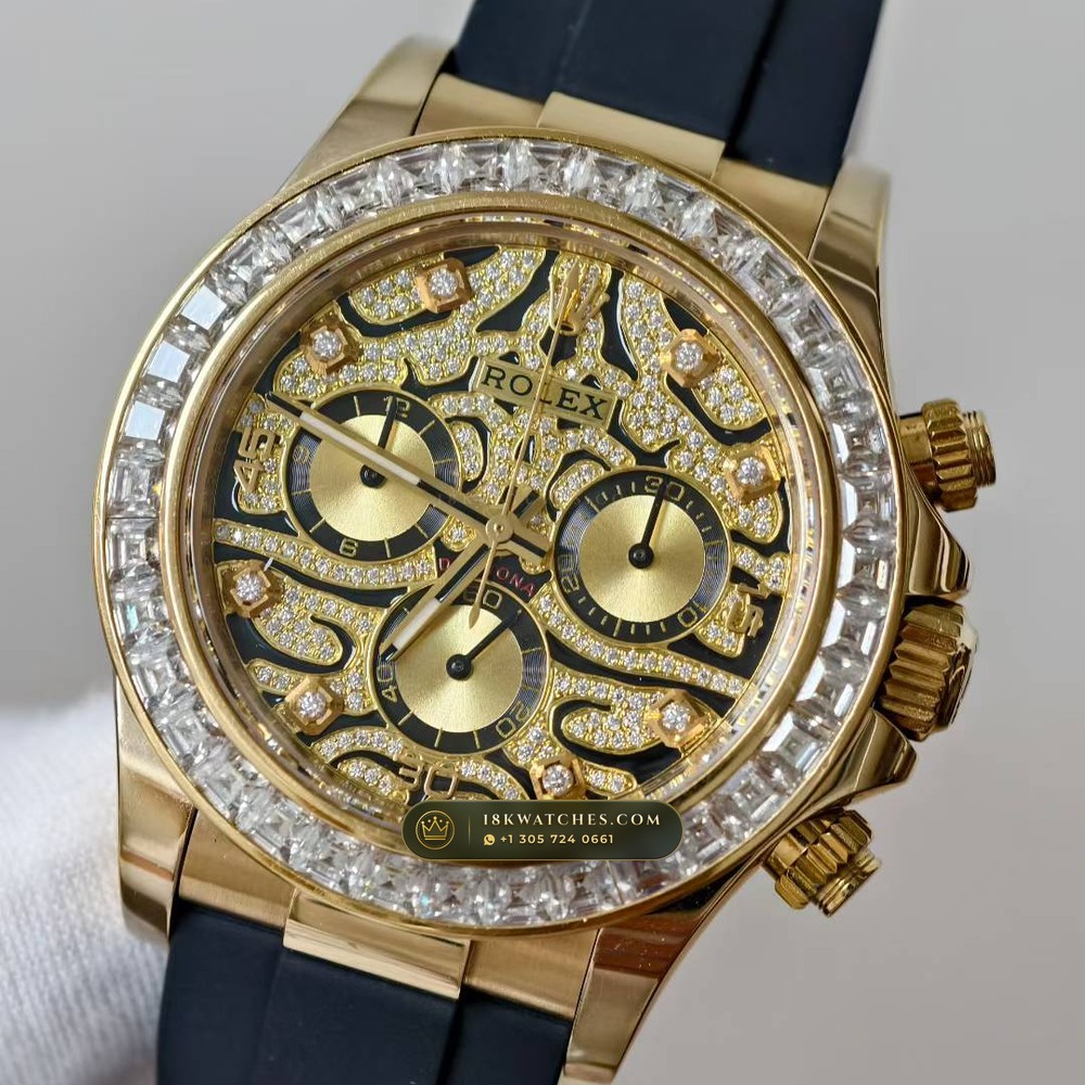 Rolex Cosmograph Daytona Diamond-Set Bezel 18K Yellow Gold Ref. 116598TBR — Studio Gallery Plate III in 18K Yellow Gold Au750 (216.8g Verified Mass, Rolex Manufacture Cal. 4130 - 72h Power Reserve)