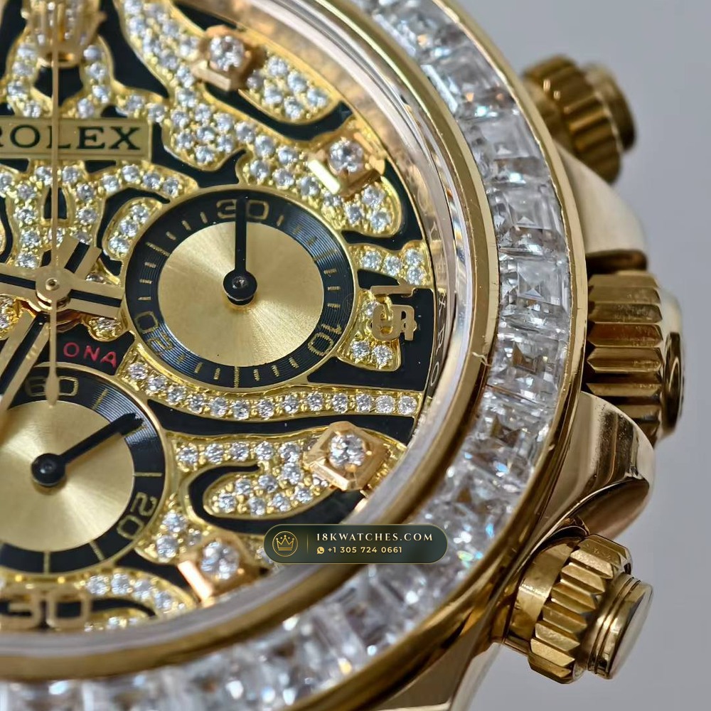 Rolex Cosmograph Daytona Diamond-Set Bezel 18K Yellow Gold Ref. 116598TBR — Studio Gallery Plate IV in 18K Yellow Gold Au750 (216.8g Verified Mass, Rolex Manufacture Cal. 4130 - 72h Power Reserve)