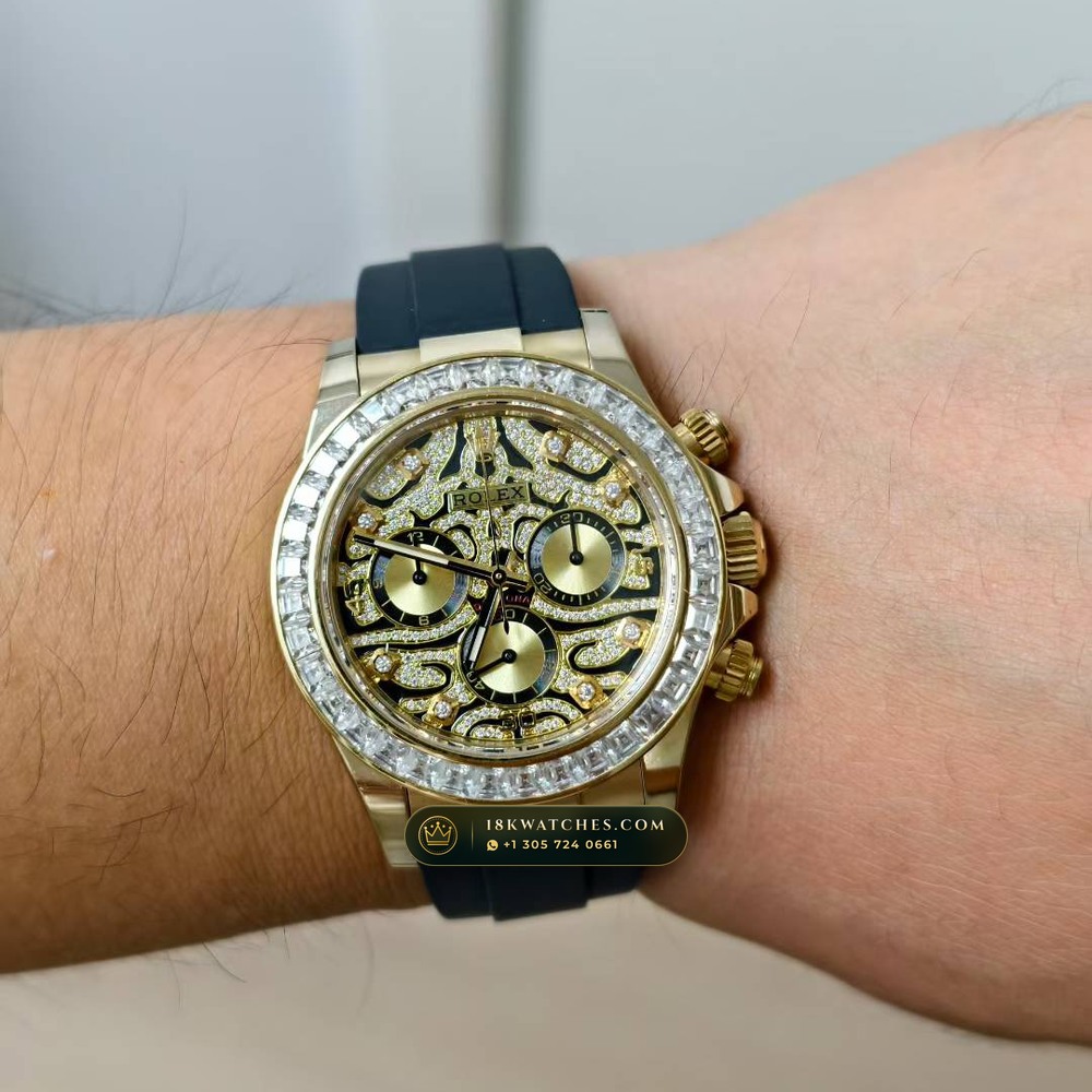 Rolex Cosmograph Daytona Diamond-Set Bezel 18K Yellow Gold Ref. 116598TBR — Studio Gallery Plate VIII in 18K Yellow Gold Au750 (216.8g Verified Mass, Rolex Manufacture Cal. 4130 - 72h Power Reserve)