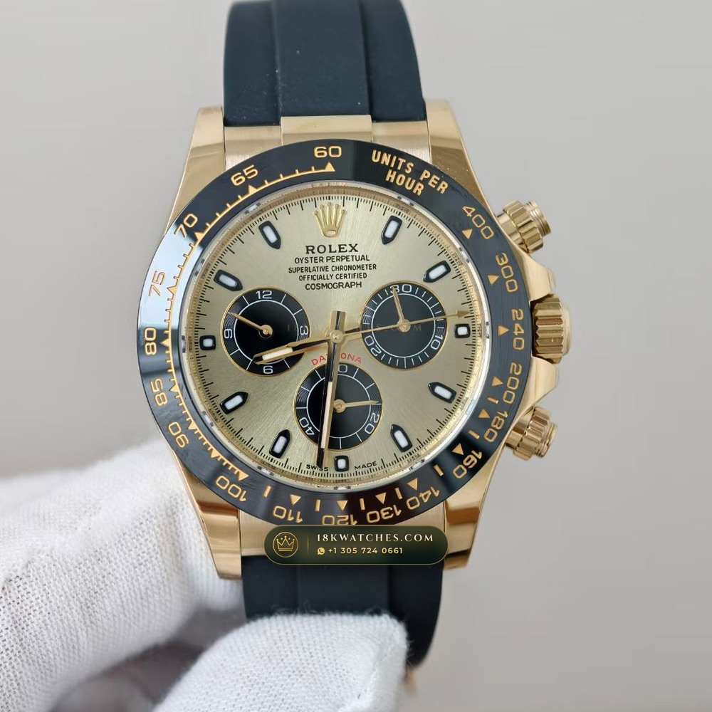 Rolex Cosmograph Daytona 18K Yellow Gold Deep Crystal Optics 5-Axis CNC Case Ref. 116518LN