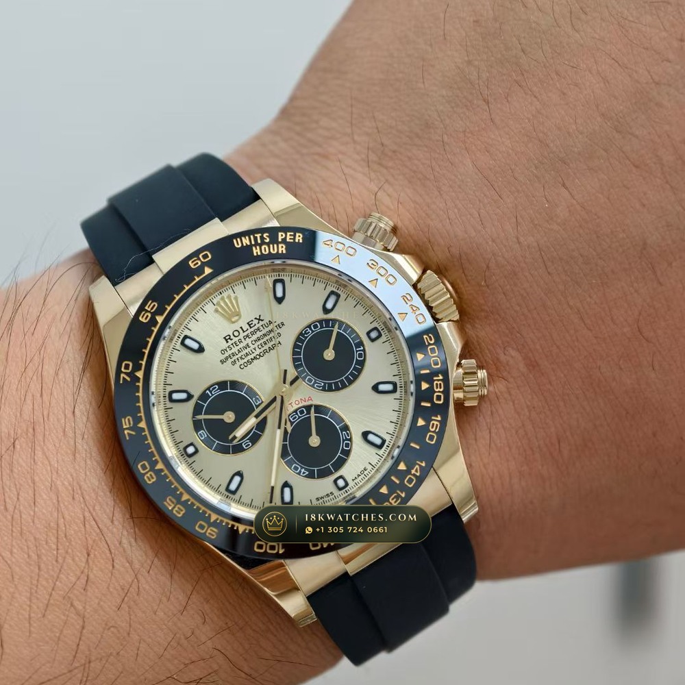 Rolex Cosmograph Daytona 18K Yellow Gold Deep Crystal Optics 5-Axis CNC Case Ref. 116518LN — Studio Gallery Plate IX in 18K Yellow Gold Au750 (160.2g Verified Mass, Rolex Manufacture Cal. 4130 - 72h Power Reserve)