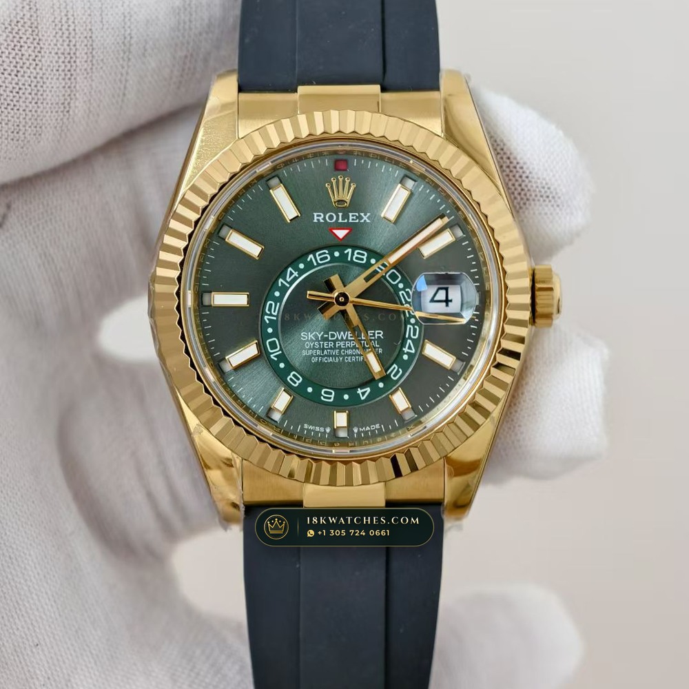 Rolex Sky-Dweller Sunray Green Dial 18K Yellow Gold Ref. 336938
