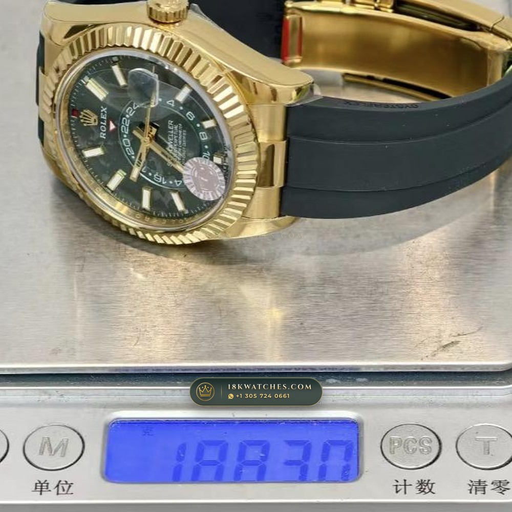 Rolex Sky-Dweller Sunray Green Dial 18K Yellow Gold Ref. 336938 — Studio Gallery Plate IX in 18K Yellow Gold Au750 (252.0g Verified Mass, Rolex Manufacture Cal. 9002 Annual Calendar)