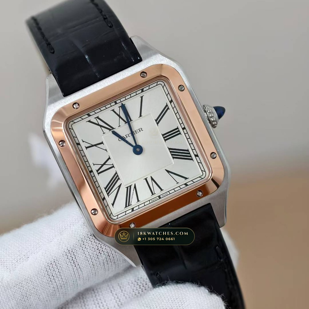 Cartier Santos-Dumont Medium Roman Dial Alligator Strap Ref. WSSA0023 — Studio Gallery Plate II in 904L Stainless Steel Custom Architecture (115.9g Verified Mass, Cartier Manufacture Cal. 1847 MC / Skeleton Cal. 9611 MC)
