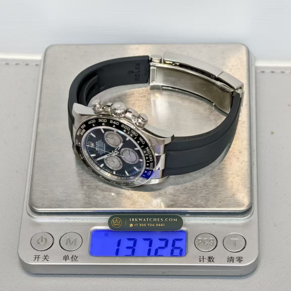 Rolex Cosmograph Daytona Ghost Sunray Grey & Black Subdials on Oysterflex 18K White Gold Ref. 126519LN — Studio Gallery Plate IX in 18K White Gold Au750 (160.5g Verified Mass, Rolex Manufacture Cal. 4131 - 72h Power Reserve)
