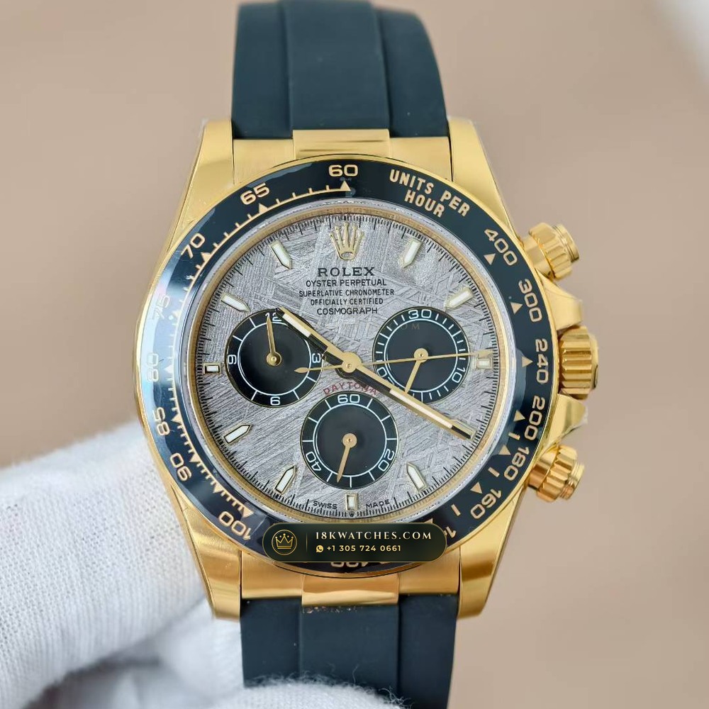 Rolex Cosmograph Daytona Gibeon Meteorite Dial & Black Cerachrom Bezel on Oysterflex 18K Yellow Gold Ref. 126518LN