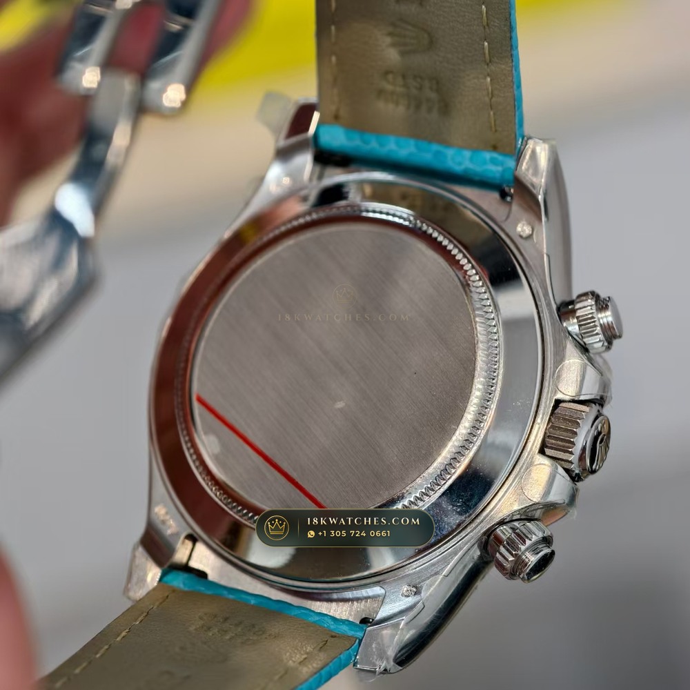Rolex Cosmograph Daytona Beach Pastel Lizard Strap Collector Edition 18K White Gold Ref. 116519 — Studio Gallery Plate VII in 18K White Gold Au750 (138.6g Verified Mass, Rolex Manufacture Cal. 4130 - 72h Power Reserve)