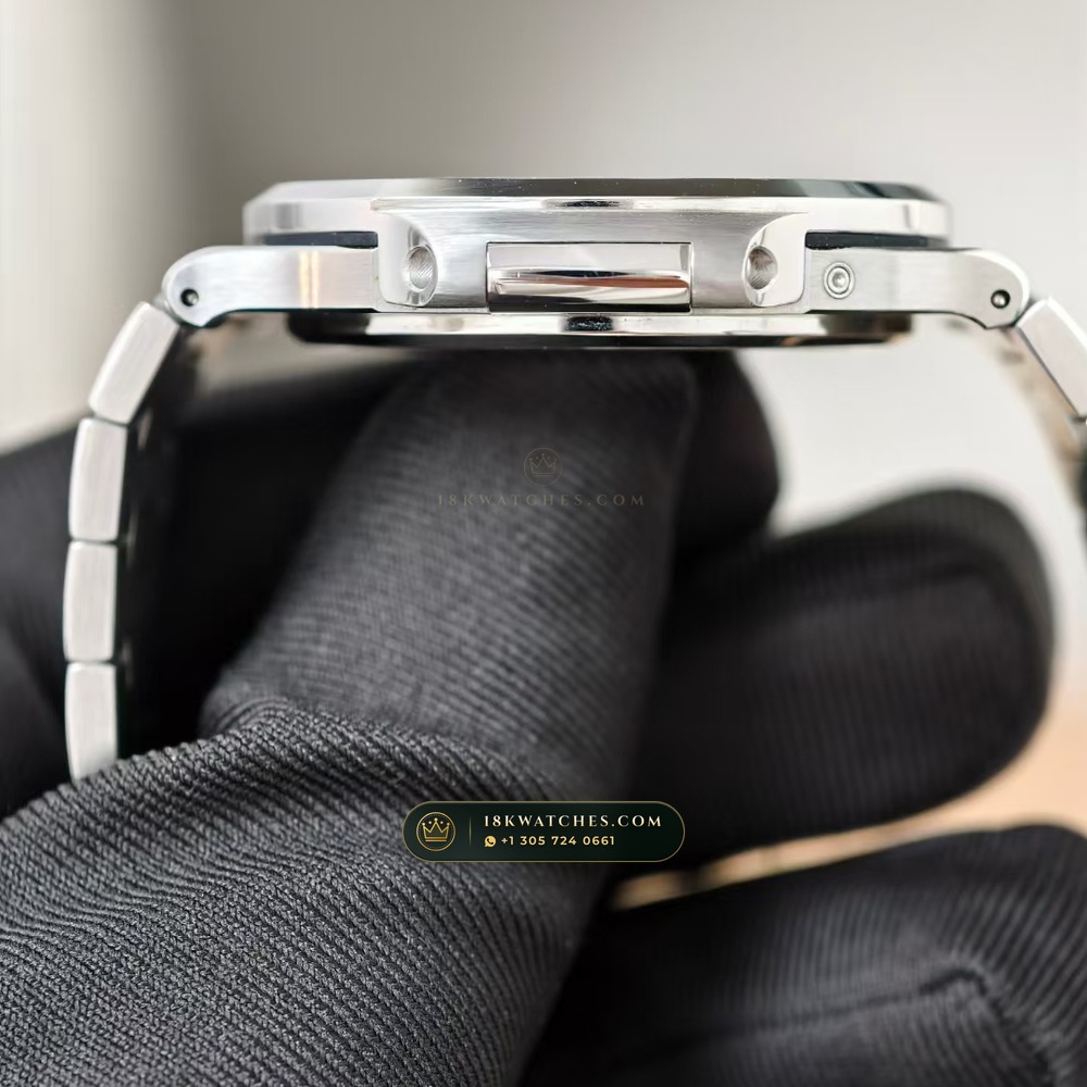 Patek Philippe Nautilus Moonphase & Power Reserve Sapphire Caseback Spec Ref. 5712/1A — Studio Gallery Plate IV in 904L Stainless Steel Custom Architecture (116.6g Verified Mass, Patek Philippe Cal. 240 PS IRM C LU - 22K Gold Micro-Rotor)