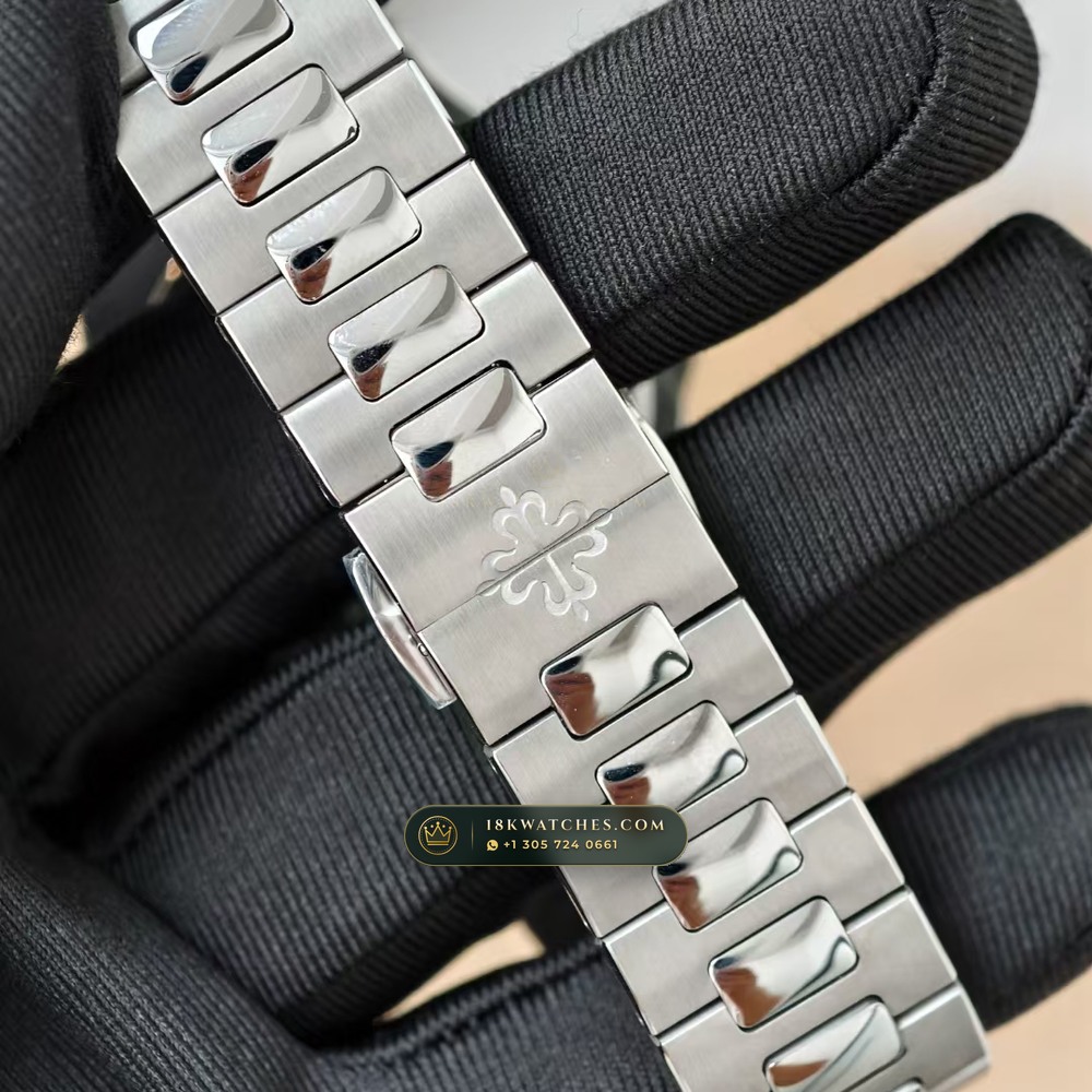 Patek Philippe Nautilus Moonphase & Power Reserve Sapphire Caseback Spec Ref. 5712/1A — Studio Gallery Plate V in 904L Stainless Steel Custom Architecture (116.6g Verified Mass, Patek Philippe Cal. 240 PS IRM C LU - 22K Gold Micro-Rotor)