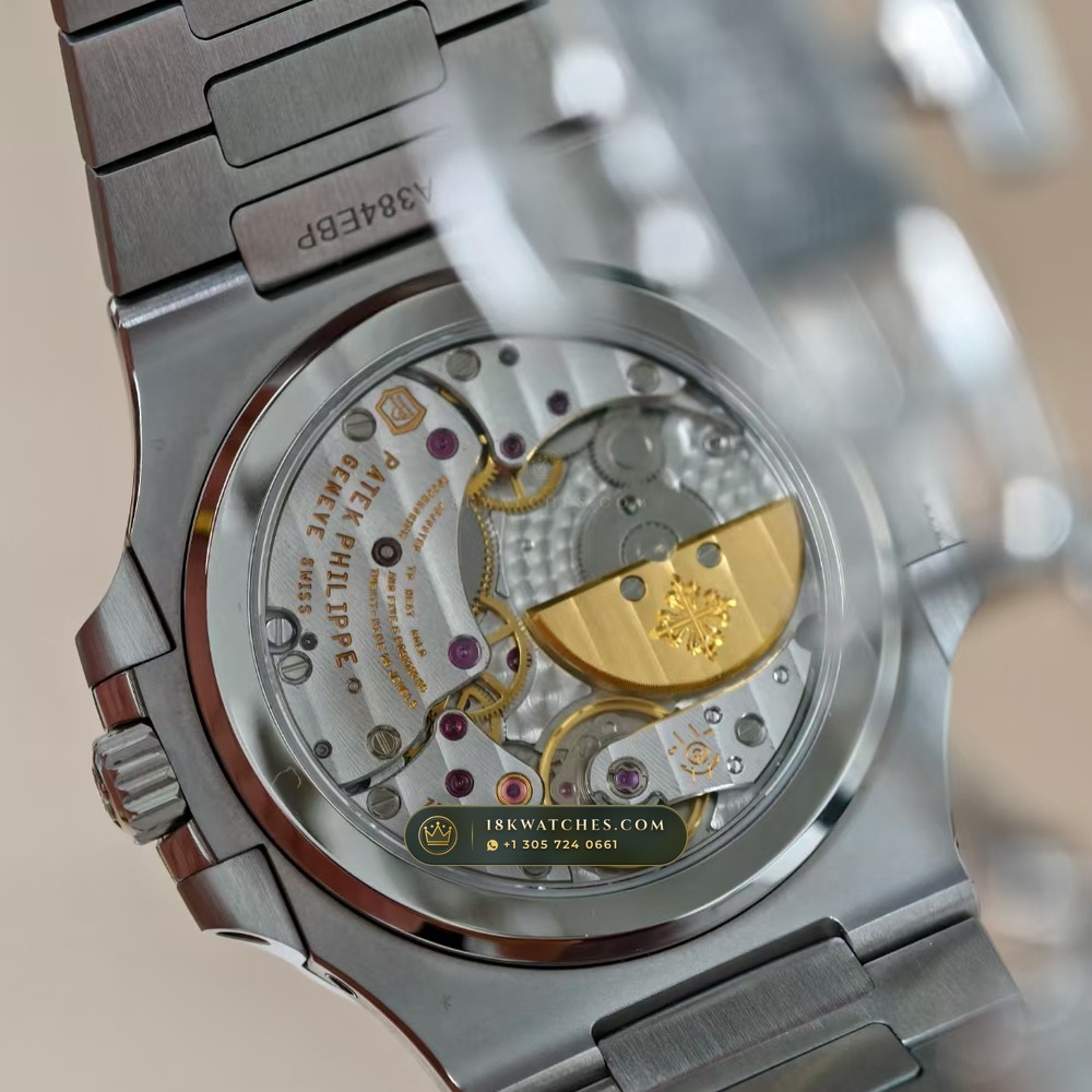 Patek Philippe Nautilus Moonphase & Power Reserve Sapphire Caseback Spec Ref. 5712/1A — Studio Gallery Plate VI in 904L Stainless Steel Custom Architecture (116.6g Verified Mass, Patek Philippe Cal. 240 PS IRM C LU - 22K Gold Micro-Rotor)