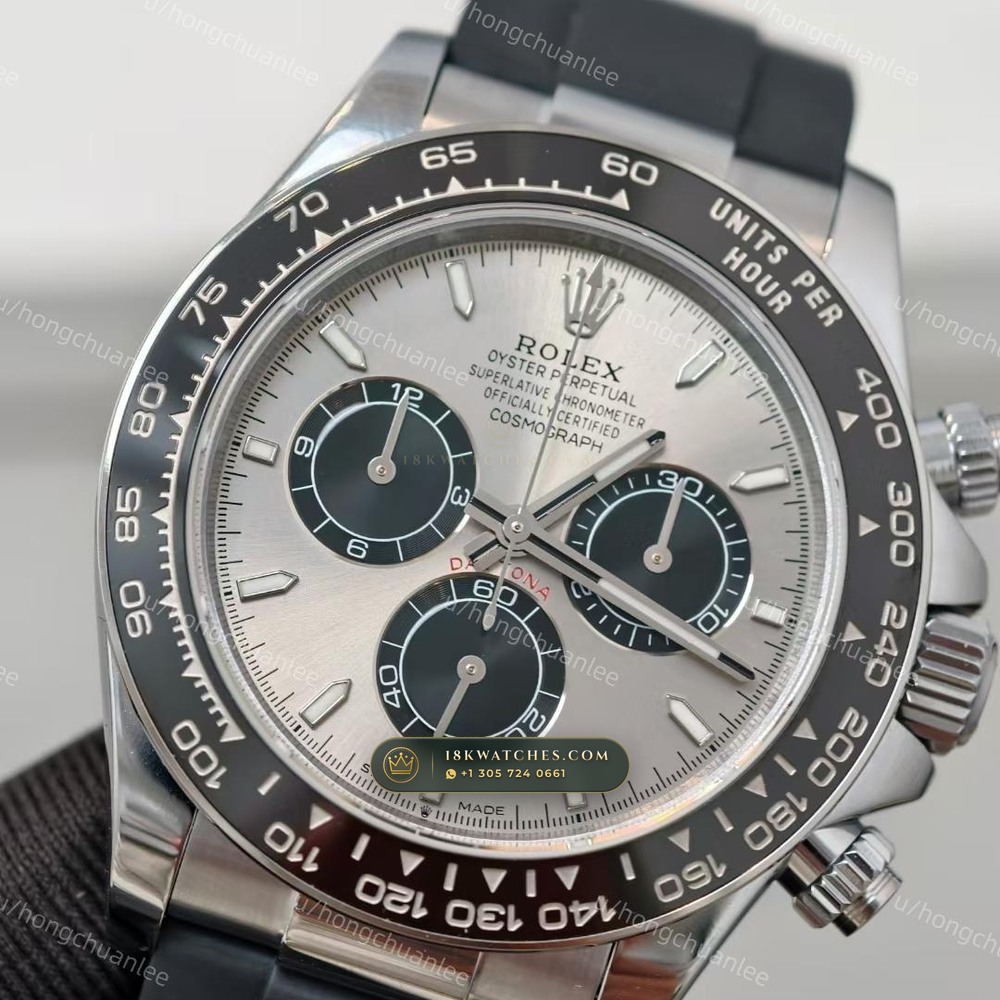 Rolex Cosmograph Daytona Cement Grey & Ice Blue Dial 950 Platinum Ref. 126506 — Studio Gallery Plate III in 950 Platinum Pt950 (282.0g Verified Mass, Rolex Manufacture Cal. 4131 - 72h Power Reserve)