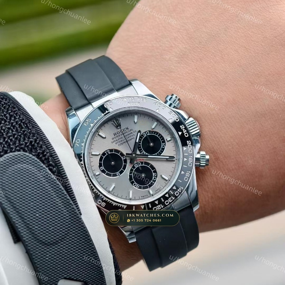 Rolex Cosmograph Daytona Cement Grey & Ice Blue Dial 950 Platinum Ref. 126506 — Studio Gallery Plate VII in 950 Platinum Pt950 (282.0g Verified Mass, Rolex Manufacture Cal. 4131 - 72h Power Reserve)