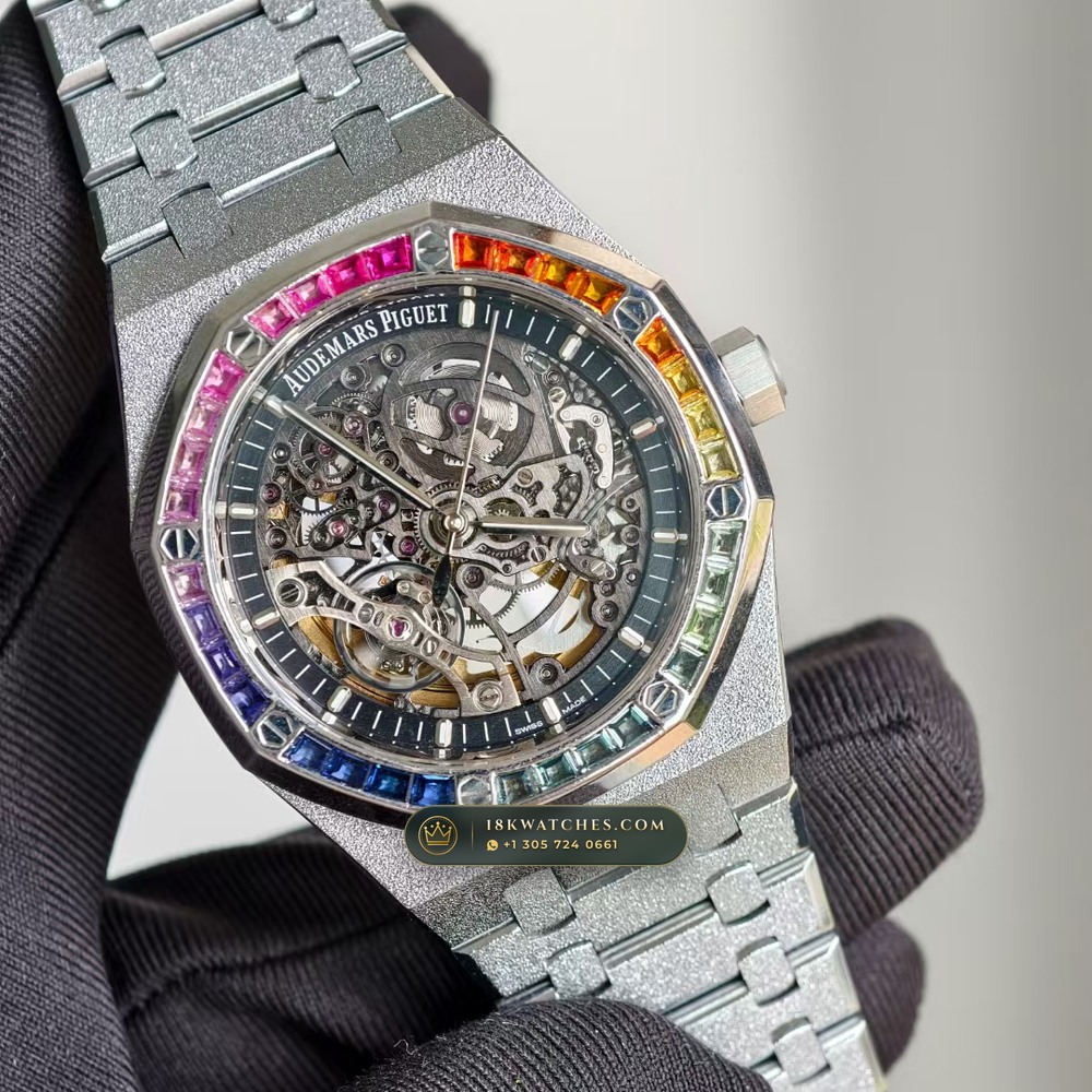 Audemars Piguet Royal Oak Double Balance Wheel Openworked 41mm 18K White Gold Ref. 15412BC — Studio Gallery Plate III in 18K White Gold Au750 (224.8g Verified Mass, Audemars Piguet Cal. 3132 Dual-Balance Openworked)
