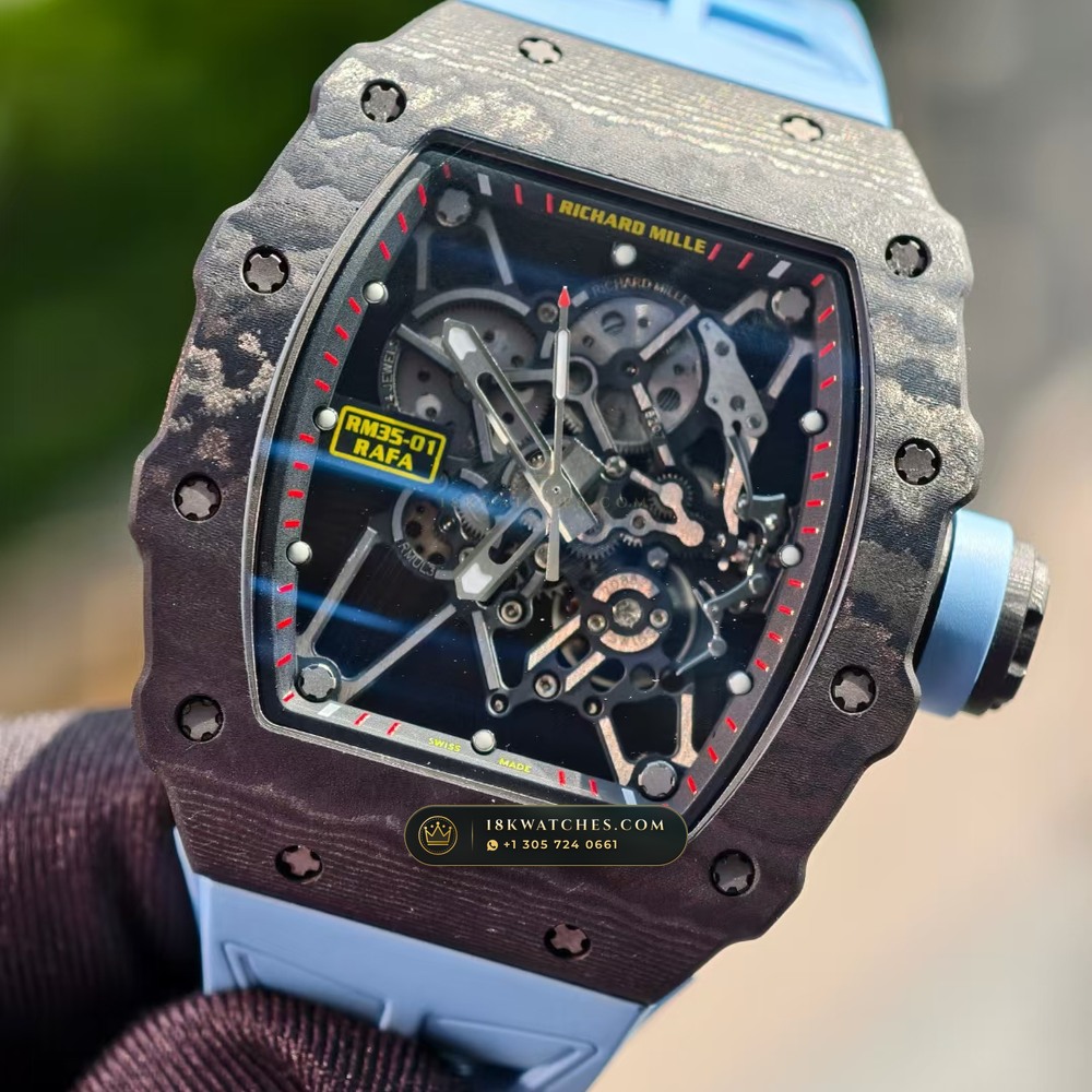 Richard Mille RM 35-01 Rafael Nadal Manual Winding Monte-Carlo Showroom Spec — Studio Gallery Plate II in Carbon TPT & Grade 5 Titanium (50.6g Verified Mass, Richard Mille Cal. RMUL3 Grade 5 Titanium Skeleton)