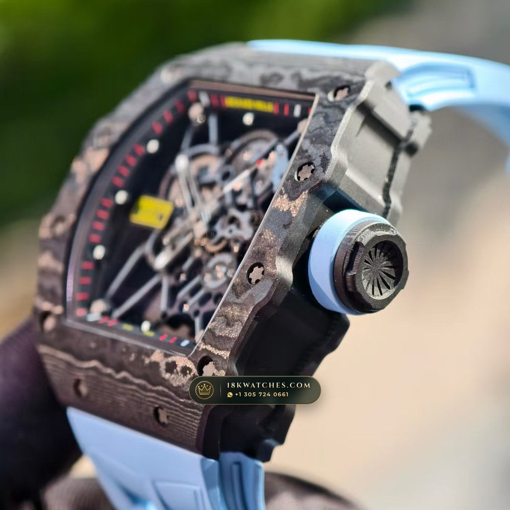 Richard Mille RM 35-01 Rafael Nadal Manual Winding Monte-Carlo Showroom Spec — Studio Gallery Plate V in Carbon TPT & Grade 5 Titanium (50.6g Verified Mass, Richard Mille Cal. RMUL3 Grade 5 Titanium Skeleton)