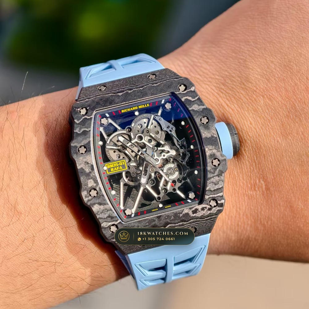 Richard Mille RM 35-01 Rafael Nadal Manual Winding Monte-Carlo Showroom Spec — Studio Gallery Plate VIII in Carbon TPT & Grade 5 Titanium (50.6g Verified Mass, Richard Mille Cal. RMUL3 Grade 5 Titanium Skeleton)