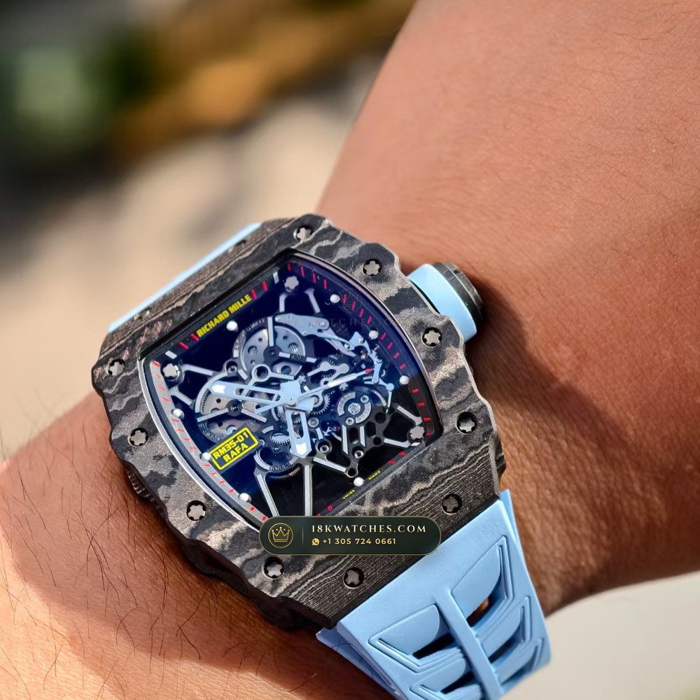 Richard Mille RM 35-01 Rafael Nadal Manual Winding Monte-Carlo Showroom Spec — Studio Gallery Plate IX in Carbon TPT & Grade 5 Titanium (50.6g Verified Mass, Richard Mille Cal. RMUL3 Grade 5 Titanium Skeleton)