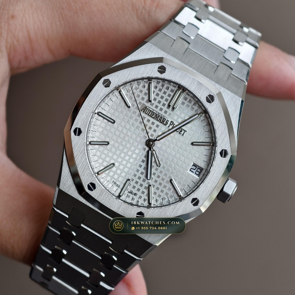 Audemars Piguet Royal Oak Selfwinding 41mm Custom Tapestry Dial 22K Gold Rotor Ref. 15510ST — Studio Gallery Plate III in 904L Stainless Steel Custom Architecture (166.4g Verified Mass, Audemars Piguet Cal. 4302 - 70h Power Reserve)