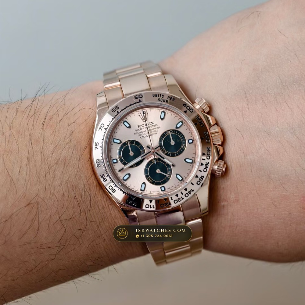 Rolex Cosmograph Daytona 18K Everose Gold Sapphire Caseback Spec Ref. 116505 — Studio Gallery Plate VIII in 18K Rose Gold Au750 (216.8g Verified Mass, Rolex Manufacture Cal. 4130 - 72h Power Reserve)